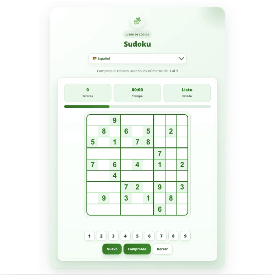 Juego de Sudoku online en WALIDA