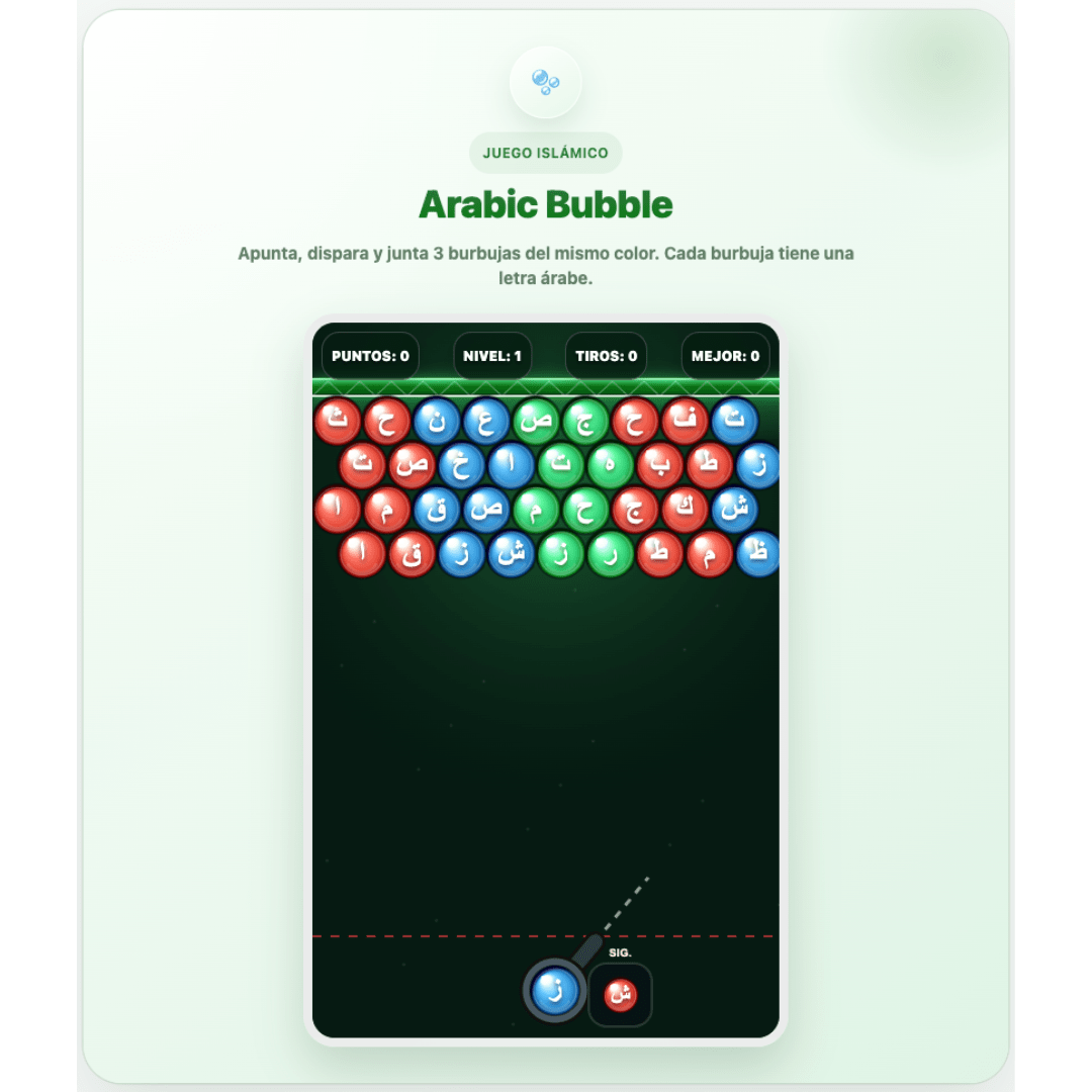 Arabic Bubble, juego educativo para aprender letras y palabras en árabe
